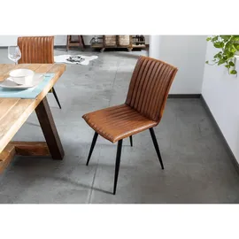 Massivmoebel24 Polsterstuhl Leder cognac