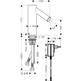 Hansgrohe Axor Starck Elektronik-Waschtischmischer Edelstahl Optic