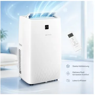 VESKA Klimagerät 4-in-1-Klimagerät 12000 BTU Mobile Klimaanlage Kühlgerät, Leise mit Fernbedienung, Timer, Digitaldisplay, Abluftschlauch weiß