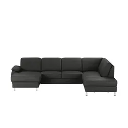 meinSofa Wohnlandschaft mit Sitz- und Rückenbezug aus Leder Kathi , schwarz , Maße (cm): B: 309 H: 86 T: 235