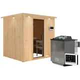 Karibu Sodin inkl. 9 kW Bio-Kombiofen + int. Steuerung + Dachkranz