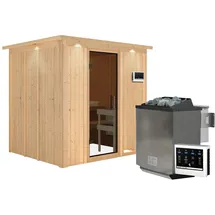 Karibu Sodin inkl. 9 kW Bio-Kombiofen + int. Steuerung + Dachkranz