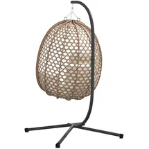 vidaXL Hängender Ei Stuhl Korb mit Ständer Kaffee Poly-Rattan