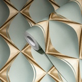 Livingwalls Vliestapete 3D Design Matt Leicht Strukturiert Eukalyptus Grün Gold FSC®