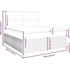 vidaXL Boxspringbett mit Matratze Blau 180x200 cm Samt