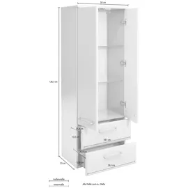 Saphir Quickset Badschrank 50 x 136,1 x 33 cm Weiß