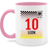 Tasse Tassen 325ml - 2024 Fussball EM Fanartikel - Deutschland Fußball Trikot | Germany-Style mit personalisiertem Namen und Nummer - 325 ml - Rosa - eigener aufschrift fu ball name soccer