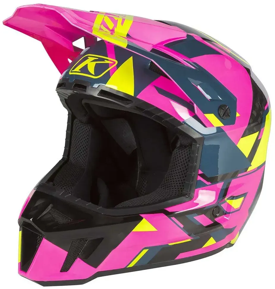 Klim F3 Carbon Offroad-helm - Pink / High Visibility - S