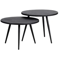 Couchtisch Set schwarz mit runder Tischplatte Dreifußgestell (zweiteilig)