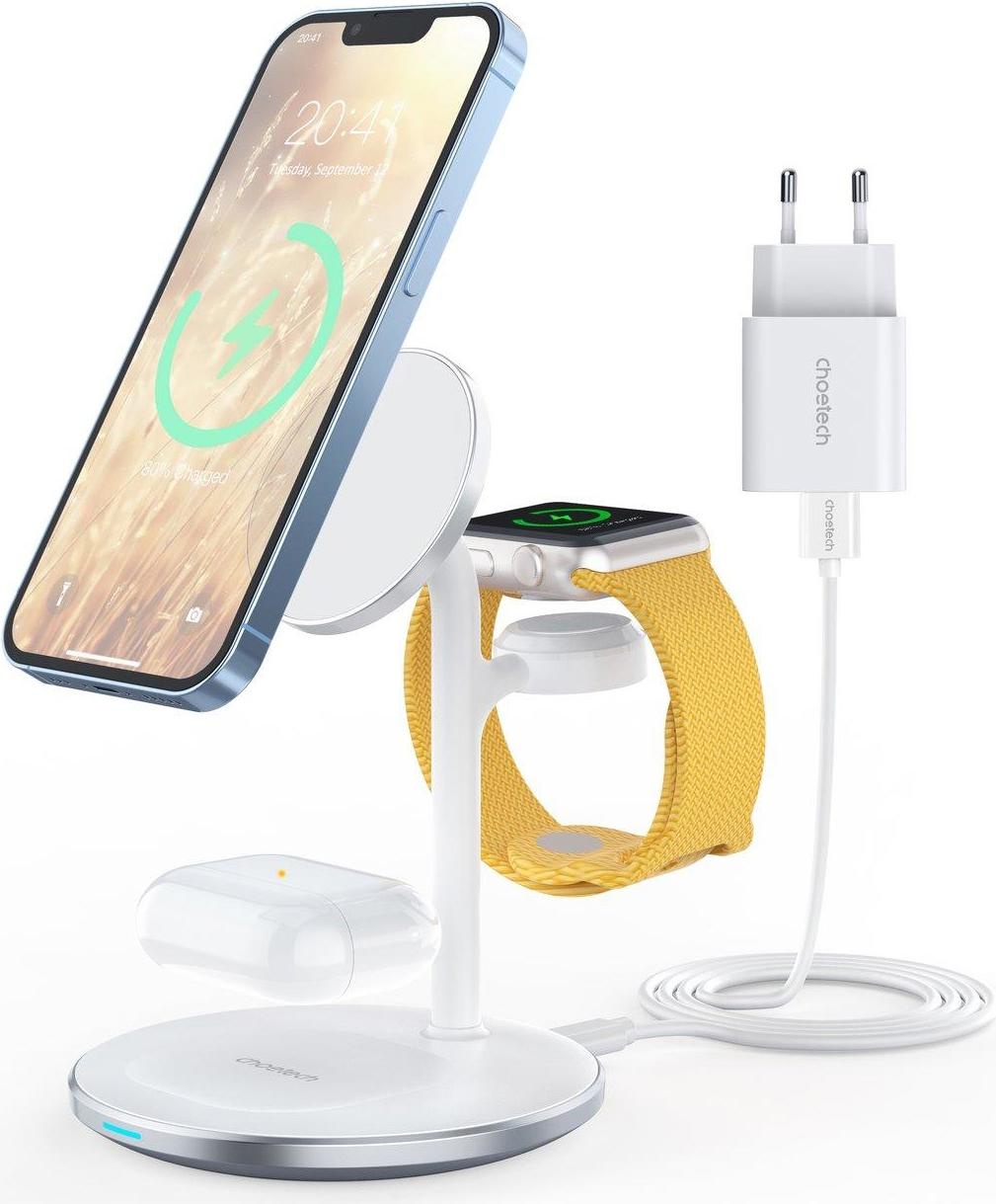 Choetech 3 in 1 Charging Station (15 W), Wireless Charger, Weiss