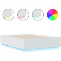 VidaXL Bettgestell mit LED Weiß 135x190 cm Holzwerkstoff