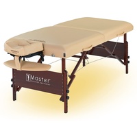 Master Massage Del Ray Mobile Massageliege Kosmetikliege Therapiebett Behandlungsliege Klappbar Massagebank mit Ambiente Beleuchtung Holz, Beige, 80 x 200 cm