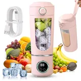 Tragbarer Mixer Smoothie Maker 700ml, Mini Standmixer mit 12 Edelstahlklingen, USB Aufladbarer Smoothie Maker To Go, Portable Mixer für Shakes, Früchte, Gemüse & Proteinshakes mit Digitalanzeige