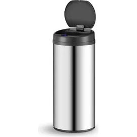 Juskys Runder Mülleimer mit Sensor - Silber