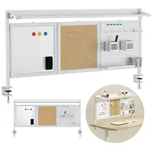 Ergo Office Tafel ER-300 Schreibtisch-Organizer mit Korkplatte und Magnetplatte Weiß