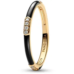 Pandora 163686C01 Damenring Schwarze Emaille und Steine Goldfarben, 52/16,6