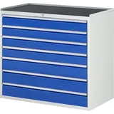 RAU Schubladenschrank Serie 7000, HxBxT 1.035 x 1.145 x 650 mm, 7 x 90%-Auszug-Schubladen 4 x 120, 3 x 150 mm, Arbeitsplatte Metall