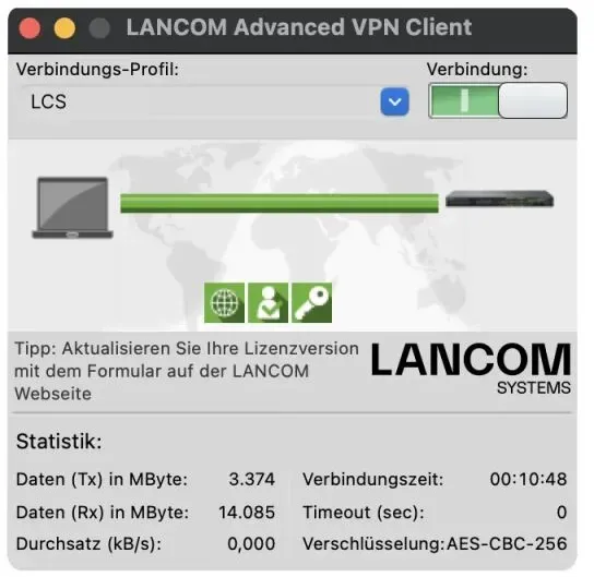 LANCOM Advanced VPN Client (MAC) Sicherheitsmanagement Voll Englisch, Deutsch 1 Lizenz(en)