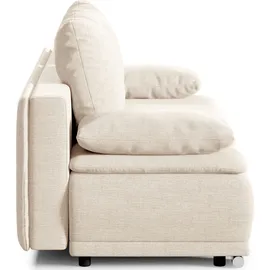 werk2 Schlafsofa WERK2 "Biggi komfortabel & elegant, Schlaffunktion, Bettkasten, Breite 206 cm", beige (creme), B:206cm H:88cm T:91cm, 100% Polyester, Sofas, Schlafsofa, inkl. losen Kissen, Struktur fein, weich BREEZE, Creme