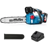 DongCheng Akku Kettensäge 18V, bürstenloser Motor, 12 m/s Kettengeschwindigkeit, 30cm OREGON-schwert/-kette, werkzeuglose Kettenspannung, automatische Kettenschmierung, inkl. 4,0 Akku & Ladegerät