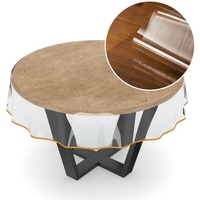ANRO Tischdecke Tischdecke Klara Einfarbig Transparent Robust Wasserabweisend Breite, Glatt weiß Rund - Ø 100 cm x 0,5 mm