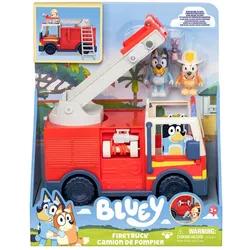 BLUEY Feuerwehr mit Bingo & Bluey Figuren, ausrollbarer Schlauch & abnehmbare Leiter