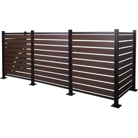 Mendler Mülltonnen-Zaun HWC-K57 130 x 300 x 110 cm braun