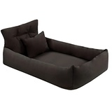 Juelle Orthopädisches Hundebett Kunstleder Hundesofa mit Orthopädischer Matratze für Große Hunde Abnehmbarer Bezug, Maschinenwaschbar, Hugo L-XXL (120x85 cm, Schwarz)