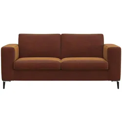 2-Sitzer FLEXLUX "Fiore", braun (cognac), B:164cm H:85cm T:92cm, 100% Polyester, Sofas, breite Armlehnen, Kaltschaum, Füße Alu+schwarz