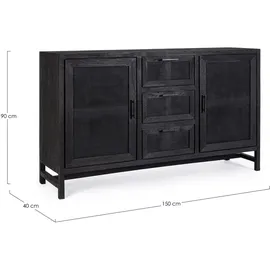 BIZZOTTO Sideboard Weston 150 x 90 x 40 cm Schwarz