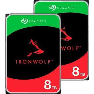 Seagate IronWolf NAS HDD +Rescue 8TB Bundle, 24/7, 512e / 3.5" / SATA 6Gb/s, 2er-Pack (ST8000VN002_X2)