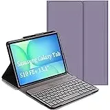 YHFZR Tastatur Hülle for Samsung Galaxy Tab S10 FE+ 13,1 Zoll, (QWERTY Layout), Ultradünn Flip Entfernbar Drahtloser Keyboardständer Ledertasche für Samsung Galaxy Tab S10 FE+/FE Plus 13,1 Zoll, Lila