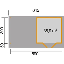 Weka Designhaus 126 B 5,90 x 3,00 m anthrazit inkl. Anbau