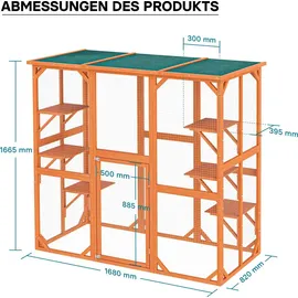 Wiltec Freilaufgehege Katzen 168 x 82 x 166,5 cm Braun/Schwarz
