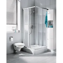 Kermi NOVA 2000 Duschtür links 80 x 175 cm Kunstglas Silber Mattglanz N2EF20801711K