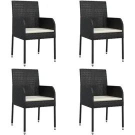 vidaXL Polyrattan Garten-Essgruppe 5-tlg. schwarz inkl. Kissen 3185144