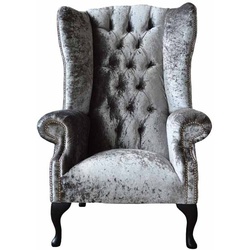 JVmoebel Ohrensessel Ohrensessel Chesterfield Sessel Couch 1 Sitzer Grau Stoff Textil Neu, Made In Europe grau