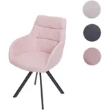 Einzelst�ck | Esszimmerstuhl HWC-J69, Küchenstuhl Stuhl mit Armlehne, drehbar Auto-Position, Samt ~ rosa