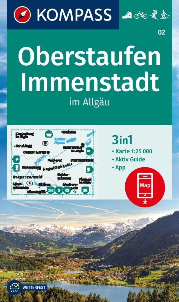 Kompass Wanderkarte 02 Oberstaufen  Immenstadt Im Allgäu 1:25.000  Karte (im Sinne von Landkarte)