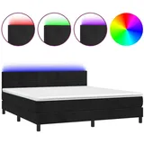 vidaXL Boxspringbett mit Matratze & LED Schwarz 180x200 cm Samt