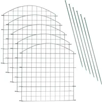 Tubiaz 5x Teichzaun Gartenzaun Komplettset - Gartenzaun Metall 11 Zaunelemente - Zaun für den Garten, Gitterzaun Set Zaun Garten - Zaun für Hunde (5x Oberbogen, Grün)