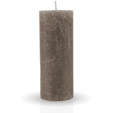 HS Candle Rustikale Stumpenkerze Taupe Ø7cm x 18cm - vers. Farben - lang Brenndauer Antik Kerze, Duftfreie Altarkerze - Dekokerze
