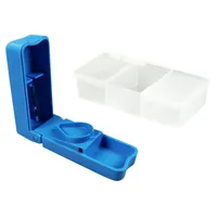 com-four® Tablettenbox Set - Mini Tablettenbox mit drei Fächern und Tablettenteiler - transportable Medikamentenbox - Pillendose - Medikamentendosierer (Box + Teiler)