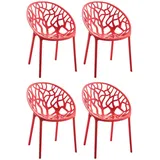 TPFLiving Holle Besucherstuhl 59 x 60 x 80 cm rot 4 St.