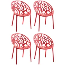 TPFLiving Holle Besucherstuhl 59 x 60 x 80 cm rot 4 St.
