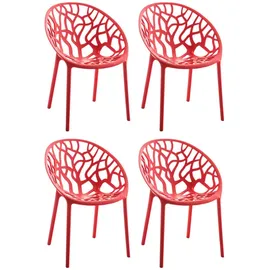 TPFLiving Holle Besucherstuhl 59 x 60 x 80 cm rot 4 St.
