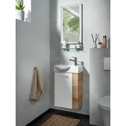 Waschbeckenunterschrank FACKELMANN "SBC", weiß (ast, eiche, weiß, blende ast, eiche), B:44cm H:60cm T:24,3cm, Schränke, Badmöbel für Gäste-WC, Breite ca. 45 cm