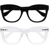 OPULIZE BIG Blaulichtfilter Lesebrille für Damen Herren - Übergroßer runder Fashion-Rahmen - Entspiegelt & blendfrei Computerbrillen Gaming - 2er-Pack - UV & Anti-Müdigkeit - Schwarz Klar - +1,00