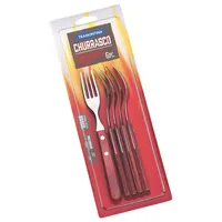 Tramontina Steakgabel Set "Gaucho", 6-teilig, Edelstahl, Holzgriff rot, FSC