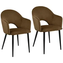 Svita HAILEY 2er Set Esszimmerstühle Küchen-Sessel gepolstert Samt Braun